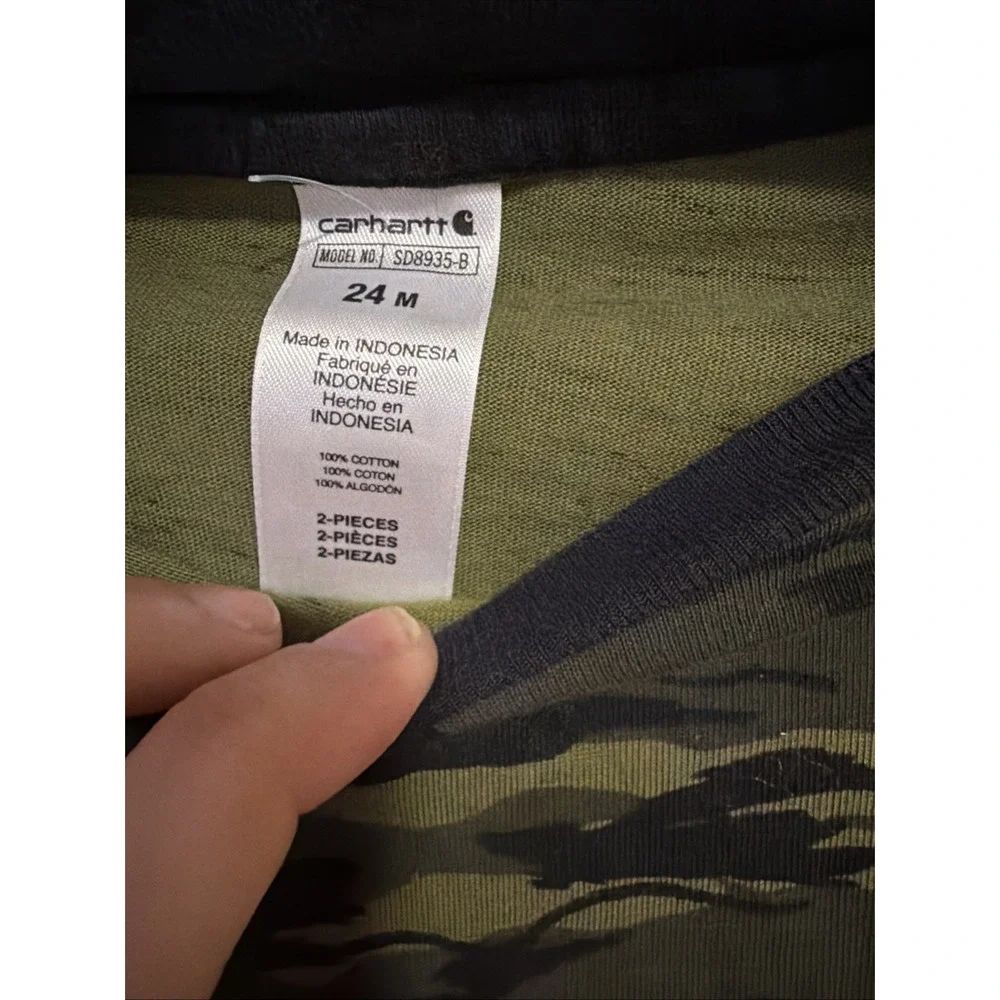 Carhartt Coverall Toddler Boys 24M Green Camo Long Sleeve Snap Leg Dog